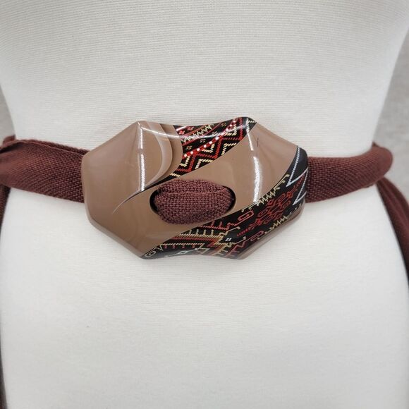 Vintage Hand Painted Sash Belt Woven Textile Strap Aztex Tribal Accent - Picture 2 of 13